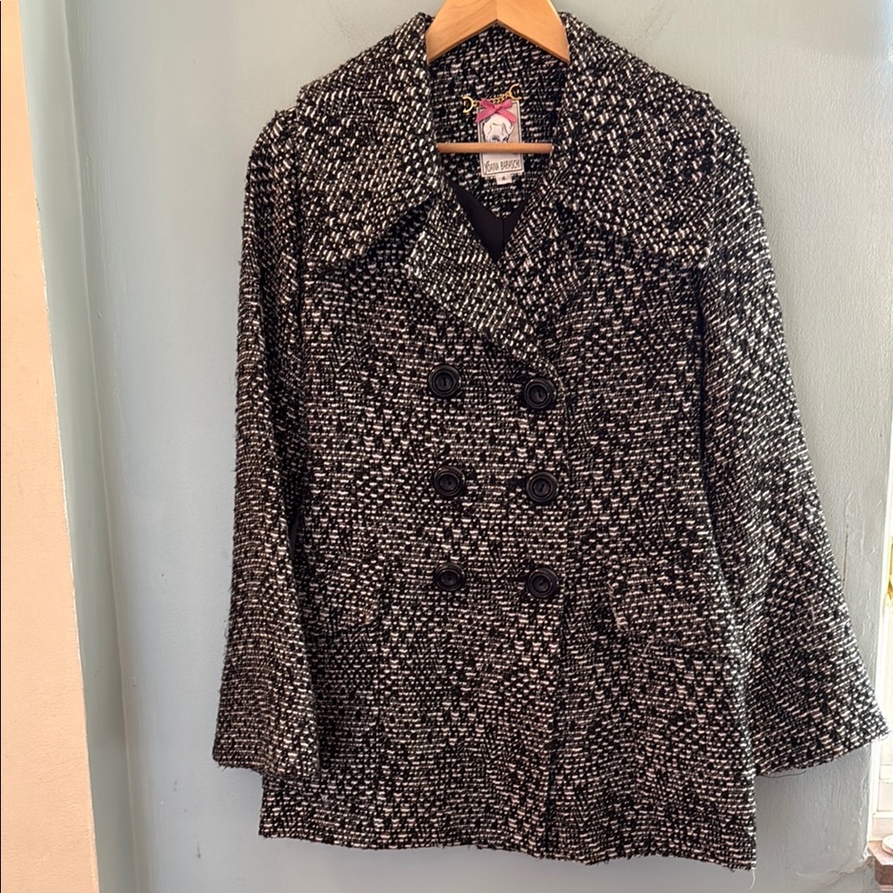 Yoana Baraschi Black and White Tweed Coat - Size 4